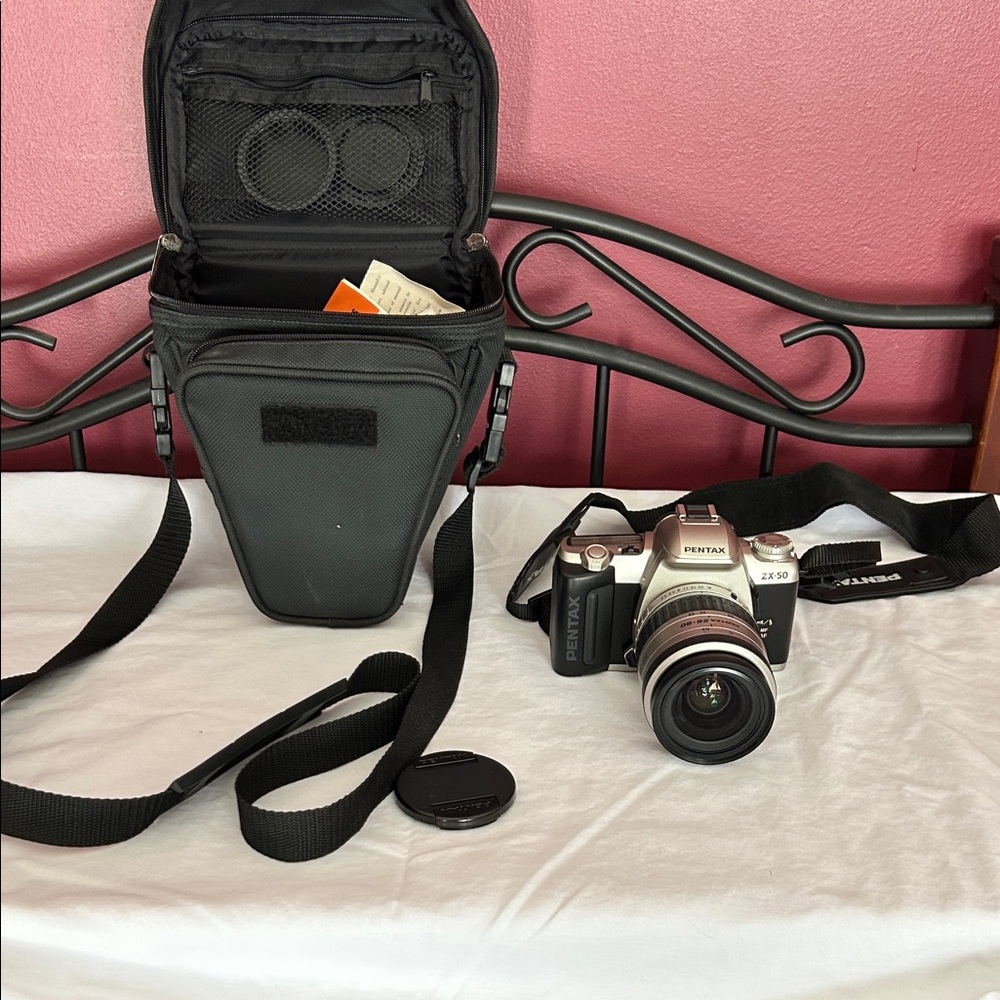 Pentax ZX-50 Black and Silver Digital Camera with Strap